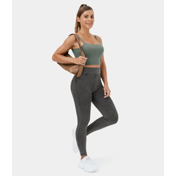 HalaraMagic High Waisted Stretchy Denim Leggings Color: Dark Grey Denim SZ: M - Picture 1 of 7